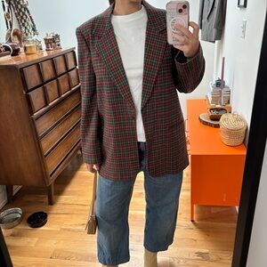 Alison Craig Red and Green Plaid Blazer